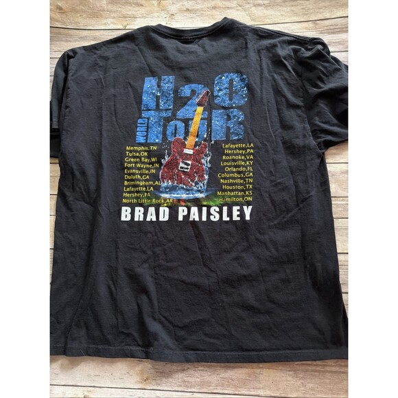 Brad Paisley T Shirt Mens 2XL Black H20 World Tour Lightning 2010 Country - Picture 6 of 7